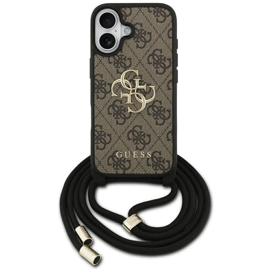 Калъф за Apple iPhone 17, Guess, 4G CBDY Big Logo with Cord Strap, Кафяв