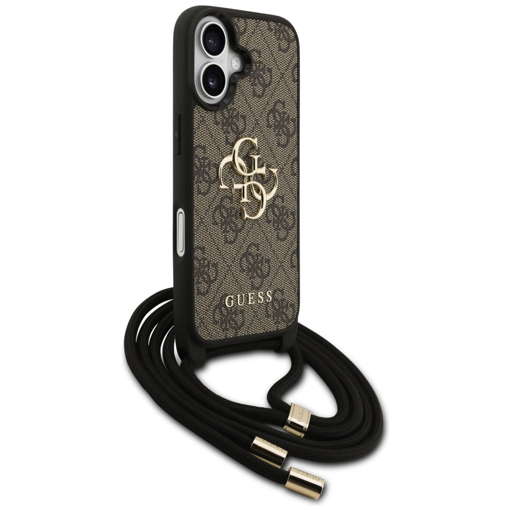 Калъф за Apple iPhone 17, Guess, 4G CBDY Big Logo with Cord Strap, Кафяв