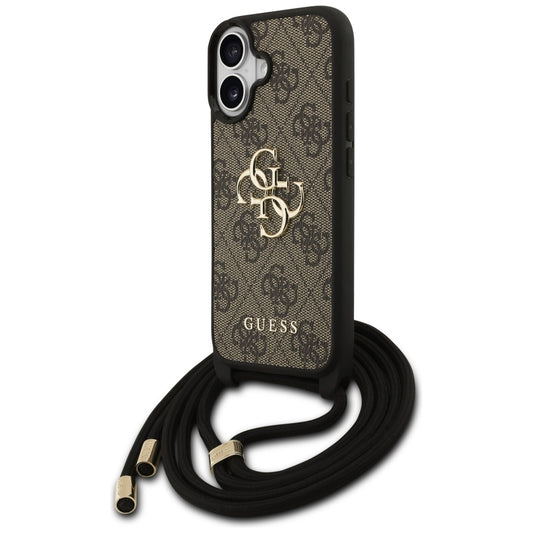 Калъф за Apple iPhone 17, Guess, 4G CBDY Big Logo with Cord Strap, Кафяв