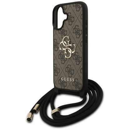 Калъф за Apple iPhone 17, Guess, 4G CBDY Big Logo with Cord Strap, Кафяв