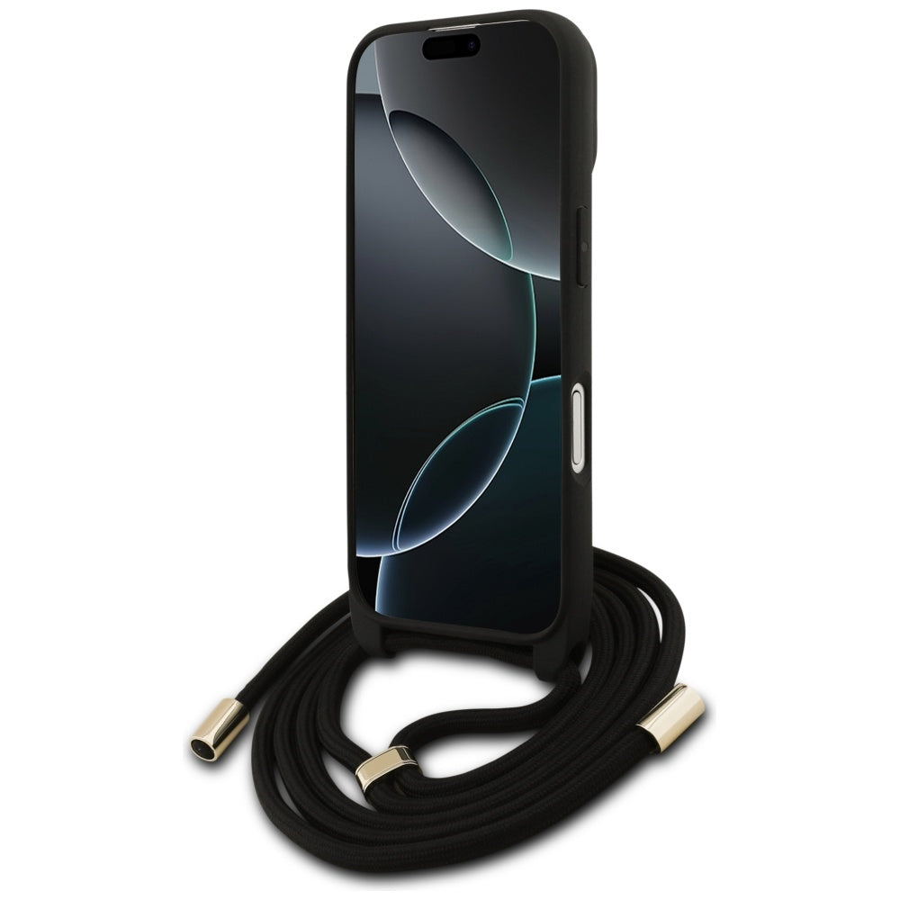 Калъф за Apple iPhone 17, Guess, 4G CBDY Big Logo with Cord Strap, Кафяв