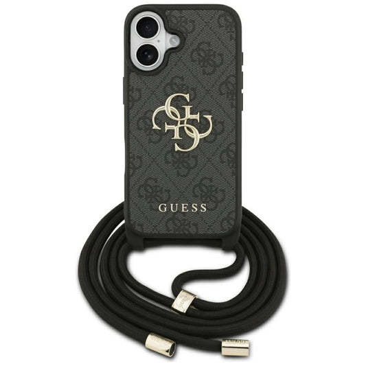 Калъф за Apple iPhone 17, Guess, 4G CBDY Big Logo with Cord Strap, Черен