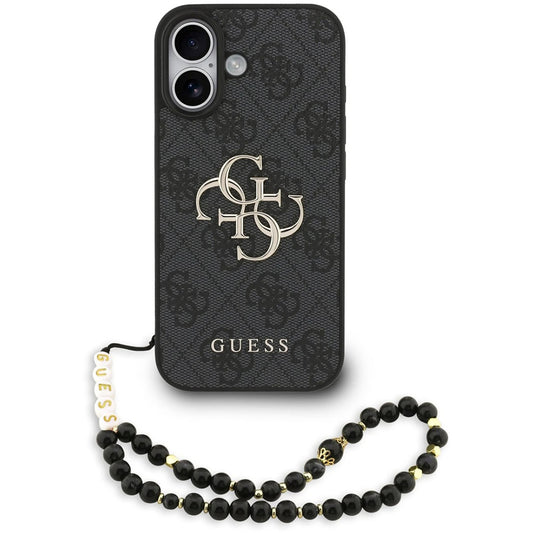 Калъф за Apple iPhone 17, Guess, 4G Classic Logo with Strap, Черен