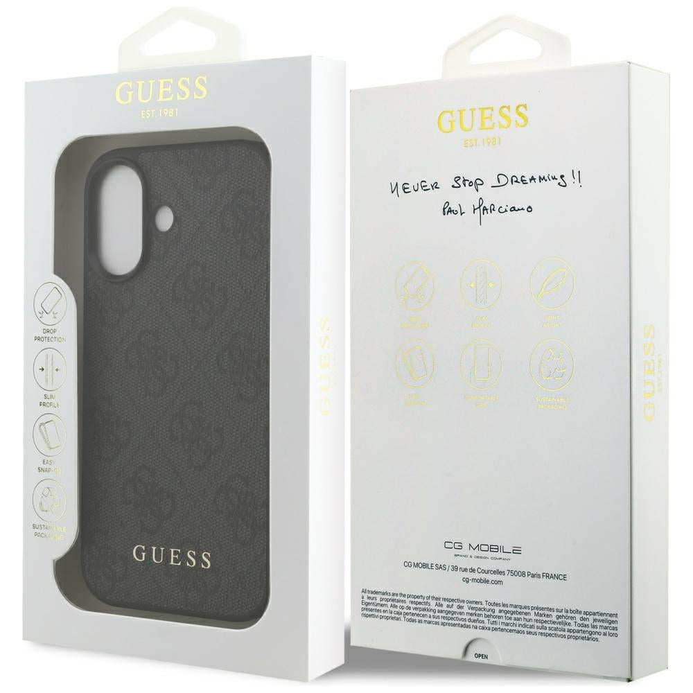 Калъф за Apple iPhone 17, Guess, 4G Classic, Черен
