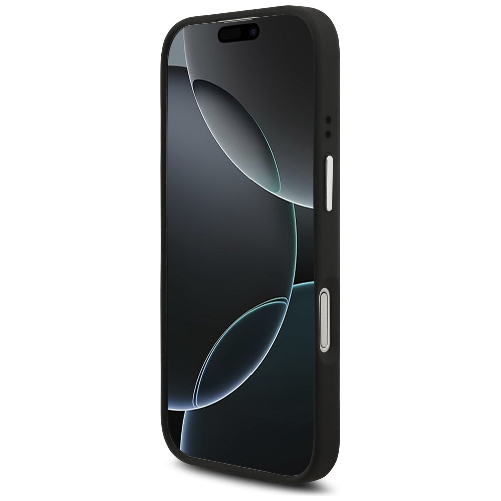 Калъф за Apple iPhone 17, Guess, 4G Grained Big and Classic Logo, Черно Сребрист