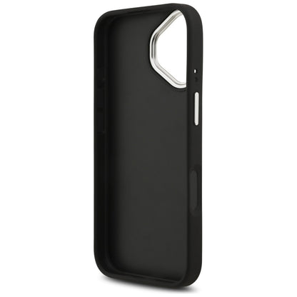 Калъф за Apple iPhone 17, Guess, 4G Grained Big and Classic Logo, Черно Сребрист