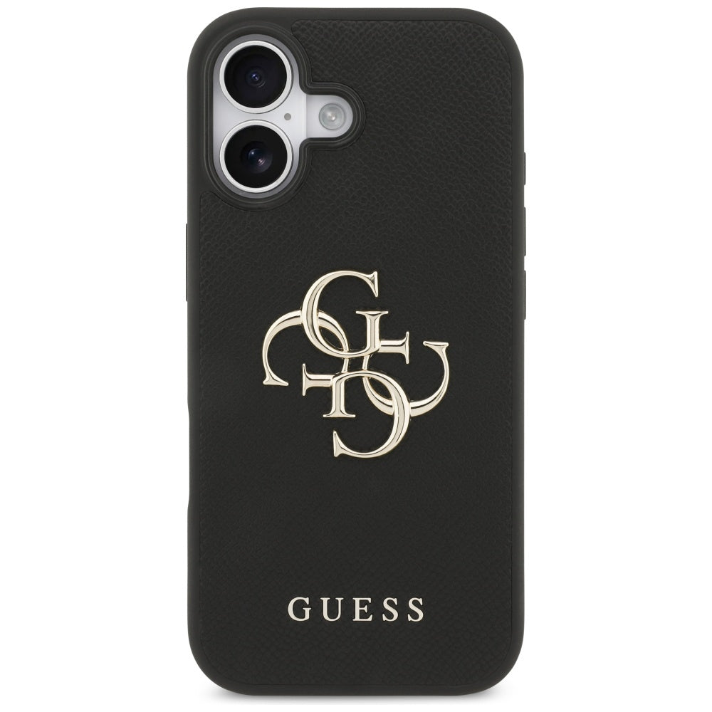 Калъф за Apple iPhone 17, Guess, 4G Grained Big and Classic Logo, Черен