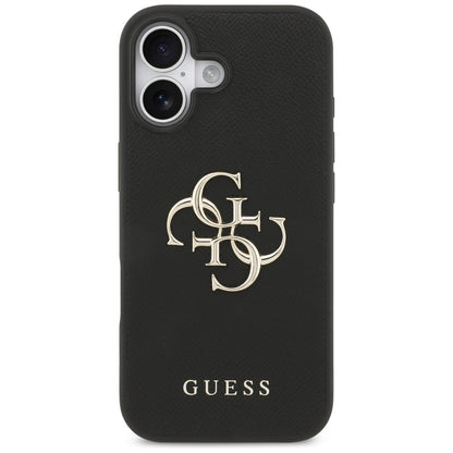 Калъф за Apple iPhone 17, Guess, 4G Grained Big and Classic Logo, Черен