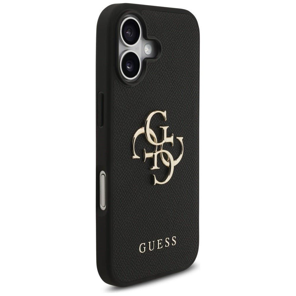 Калъф за Apple iPhone 17, Guess, 4G Grained Big and Classic Logo, Черен