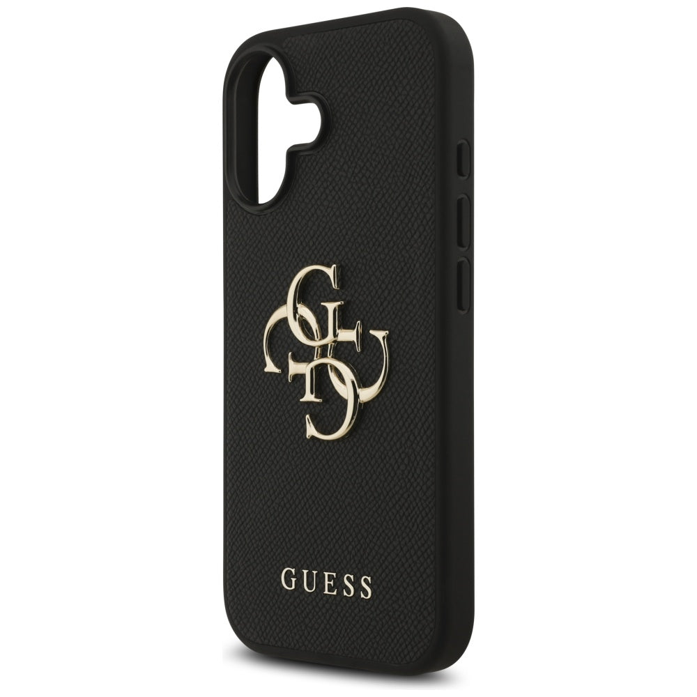 Калъф за Apple iPhone 17, Guess, 4G Grained Big and Classic Logo, Черен