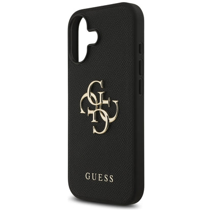 Калъф за Apple iPhone 17, Guess, 4G Grained Big and Classic Logo, Черен