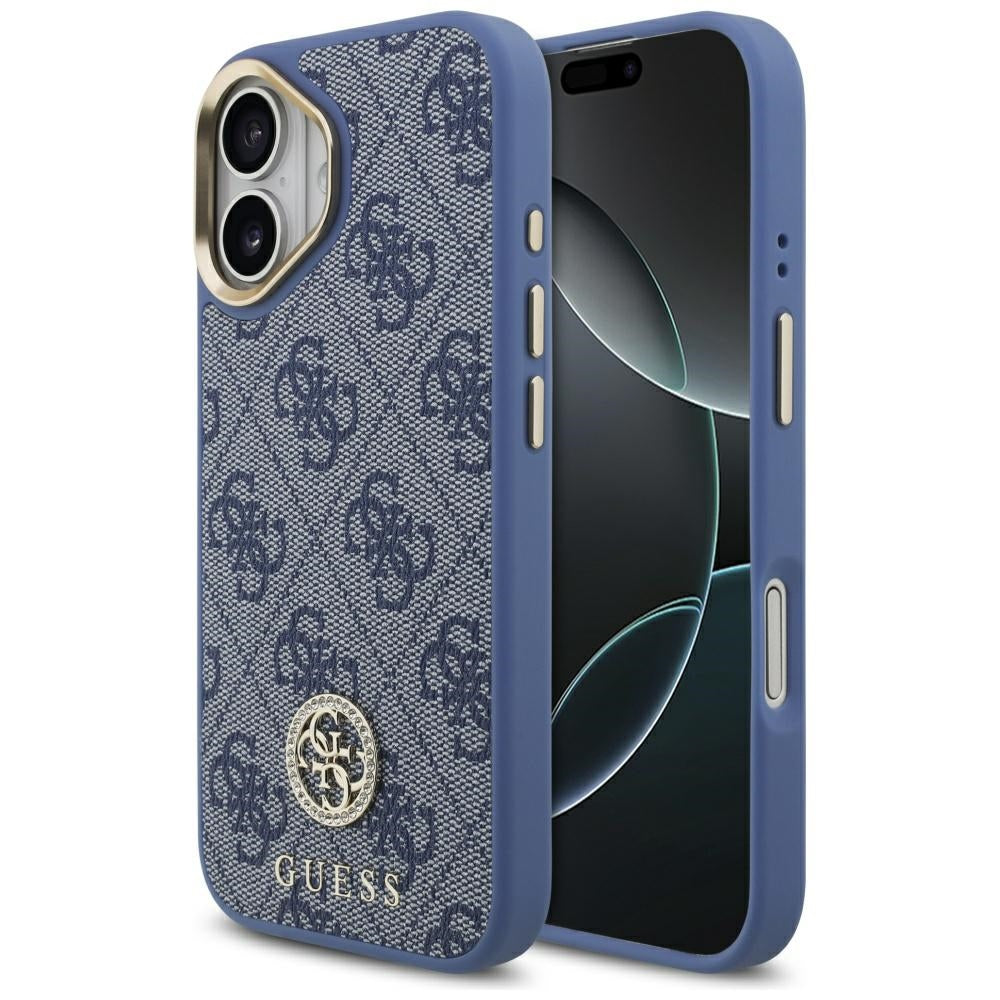 Калъф за Apple iPhone 17, Guess, 4G Strass Logo, Син