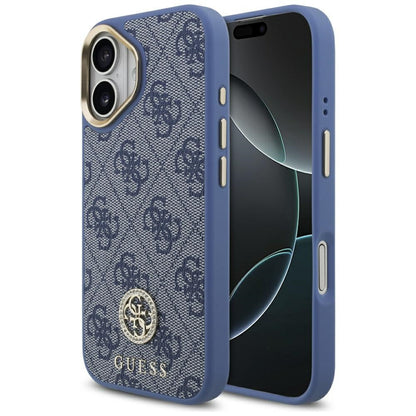 Калъф за Apple iPhone 17, Guess, 4G Strass Logo, Син