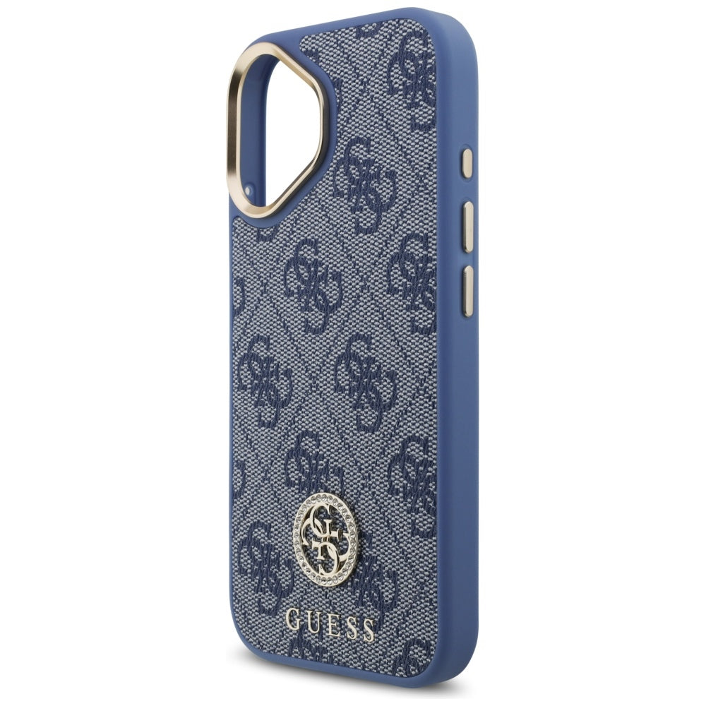 Калъф за Apple iPhone 17, Guess, 4G Strass Logo, Син