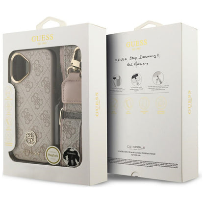 Калъф за Apple iPhone 17, Guess, 4G Strass Logo and Big Strap, Розов