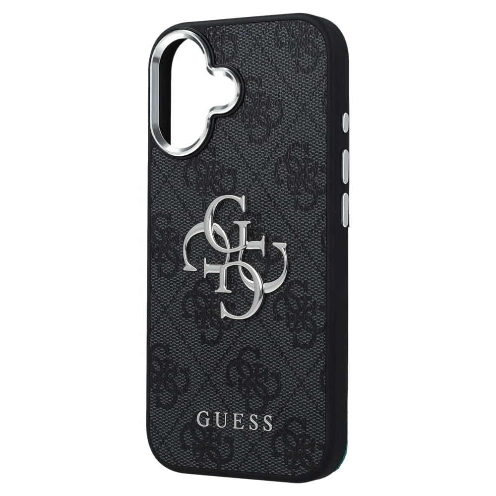 Калъф за Apple iPhone 17, Guess, Big 4G Logo Classic, Черно Сребрист