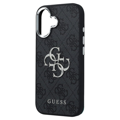 Калъф за Apple iPhone 17, Guess, Big 4G Logo Classic, Черно Сребрист