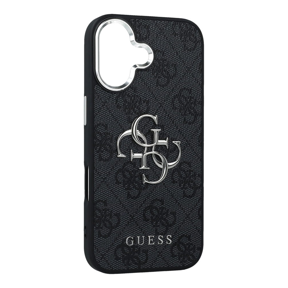 Калъф за Apple iPhone 17, Guess, Big 4G Logo Classic, Черно Сребрист