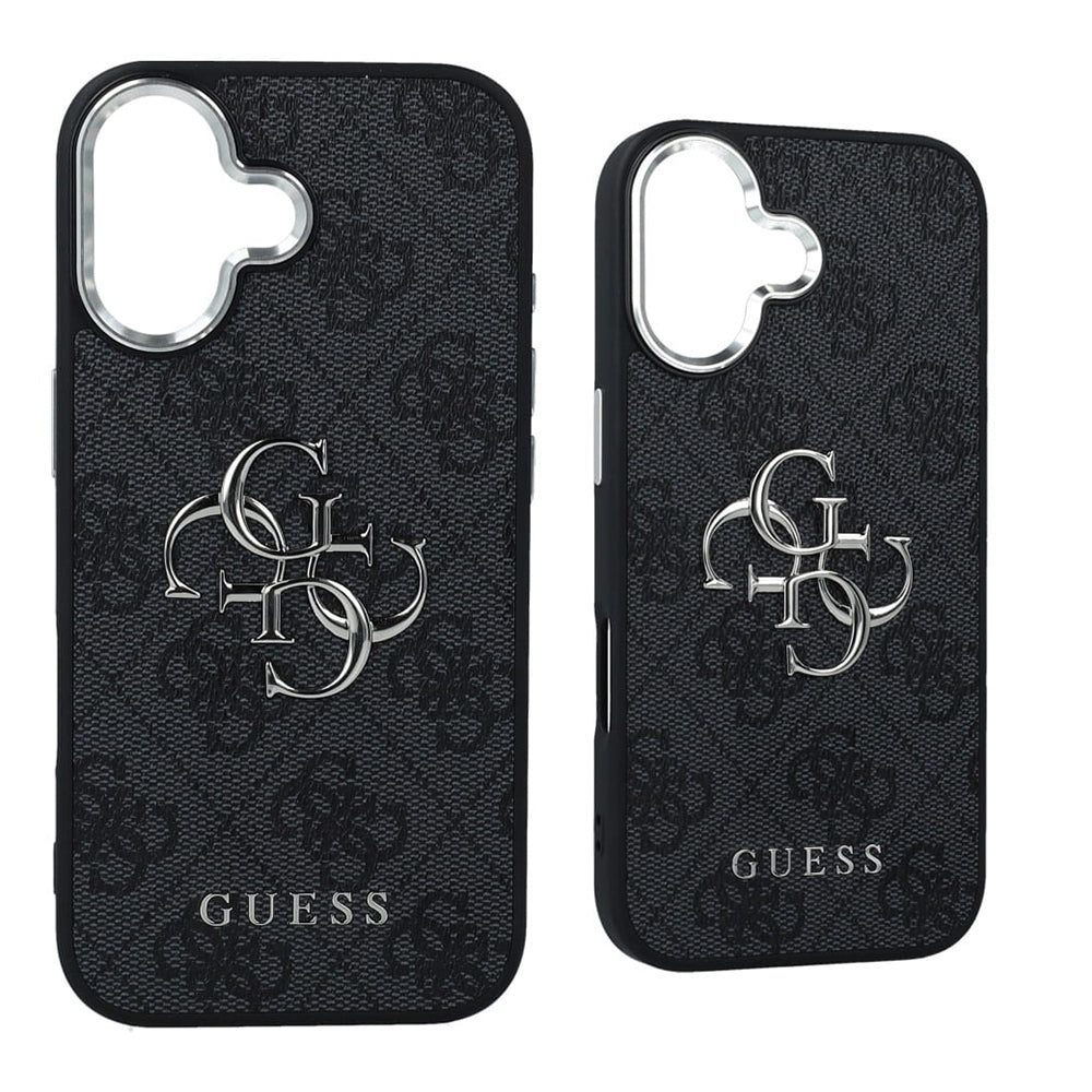 Калъф за Apple iPhone 17, Guess, Big 4G Logo Classic, Черно Сребрист
