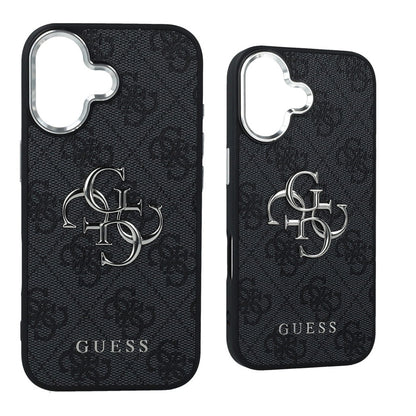 Калъф за Apple iPhone 17, Guess, Big 4G Logo Classic, Черно Сребрист