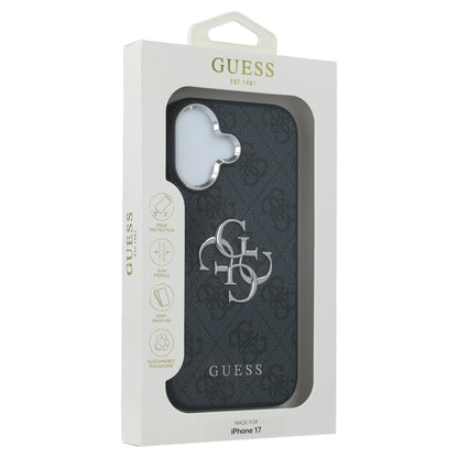 Калъф за Apple iPhone 17, Guess, Big 4G Logo Classic, Черно Сребрист