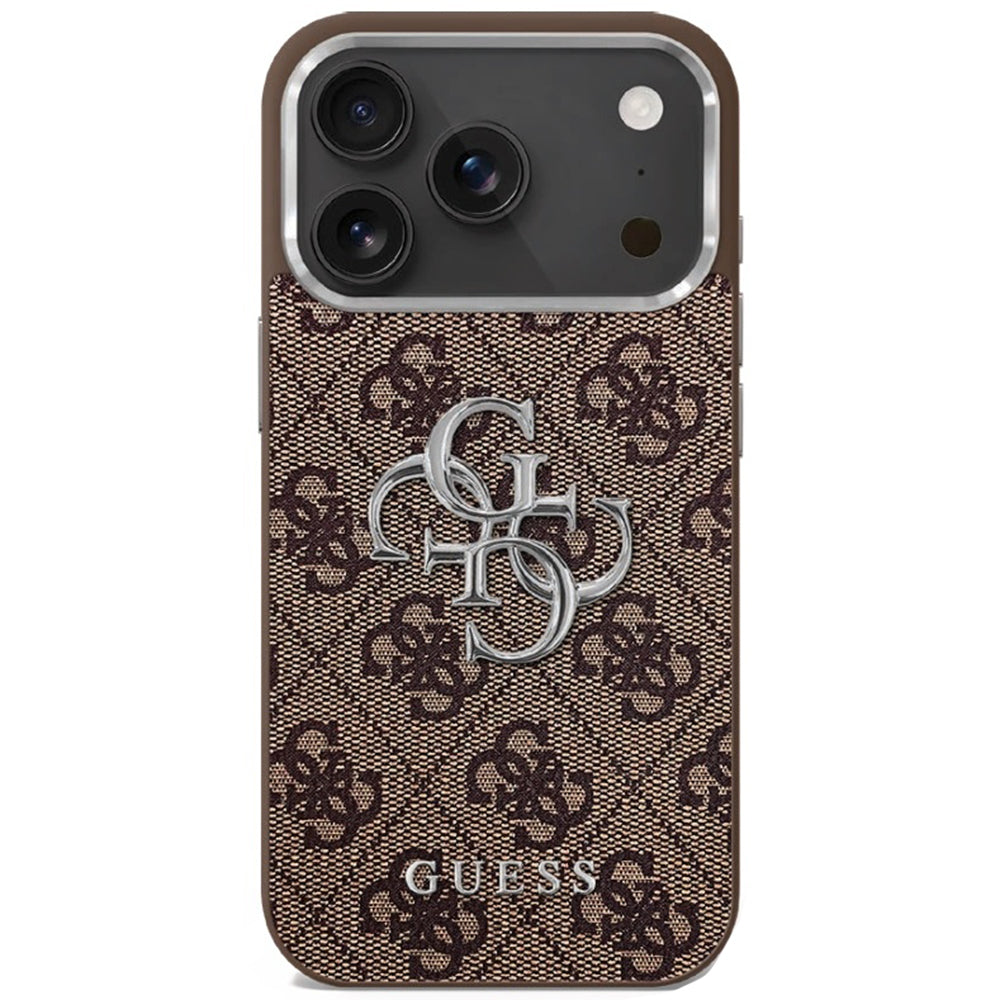 Калъф за Apple iPhone 17, Guess, Big 4G Logo Classic, Кафяво Сребрист
