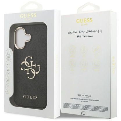 Калъф за Apple iPhone 17, Guess, Big 4G Logo Classic, Черно Златен