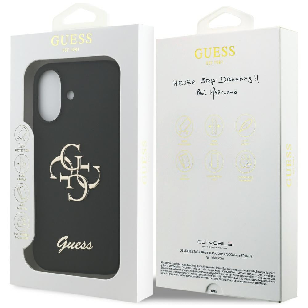 Калъф за Apple iPhone 17, Guess, Big 4G Script, Черен