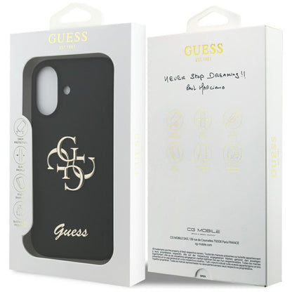 Калъф за Apple iPhone 17, Guess, Big 4G Script, Черен