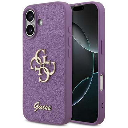 Калъф за Apple iPhone 17, Guess, Fixed Glitter Big 4G, Лилав