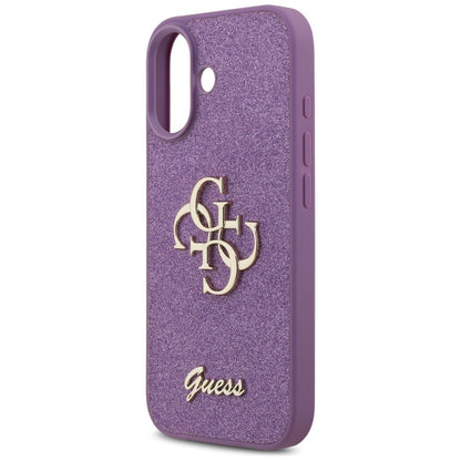 Калъф за Apple iPhone 17, Guess, Fixed Glitter Big 4G, Лилав
