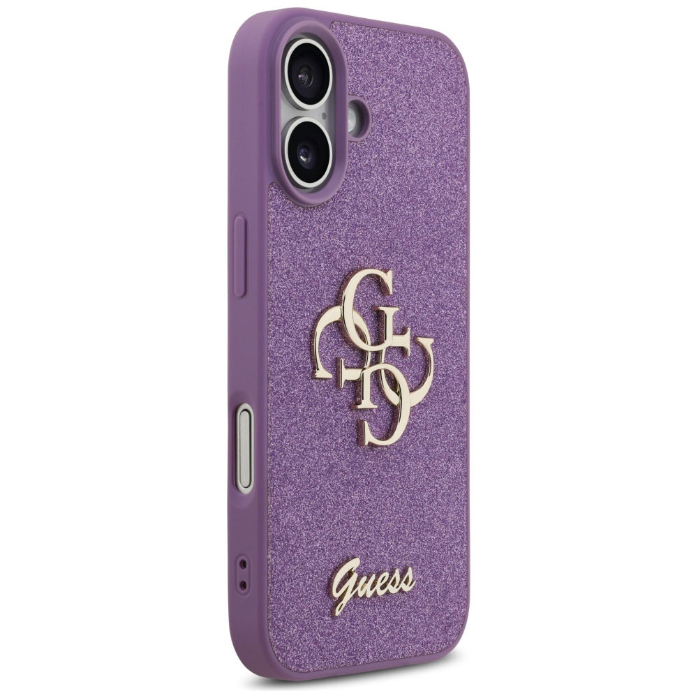 Калъф за Apple iPhone 17, Guess, Fixed Glitter Big 4G, Лилав