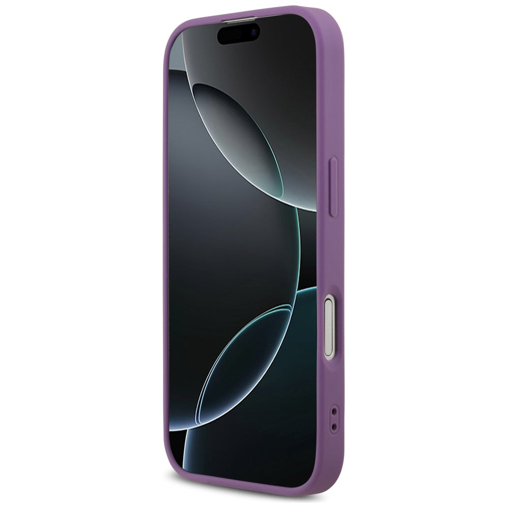Калъф за Apple iPhone 17, Guess, Fixed Glitter Big 4G, Лилав