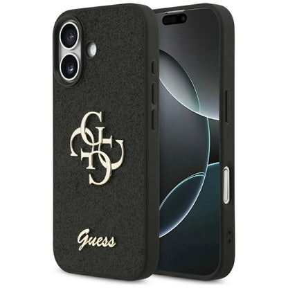 Калъф за Apple iPhone 17, Guess, Fixed Glitter Big 4G, Черен