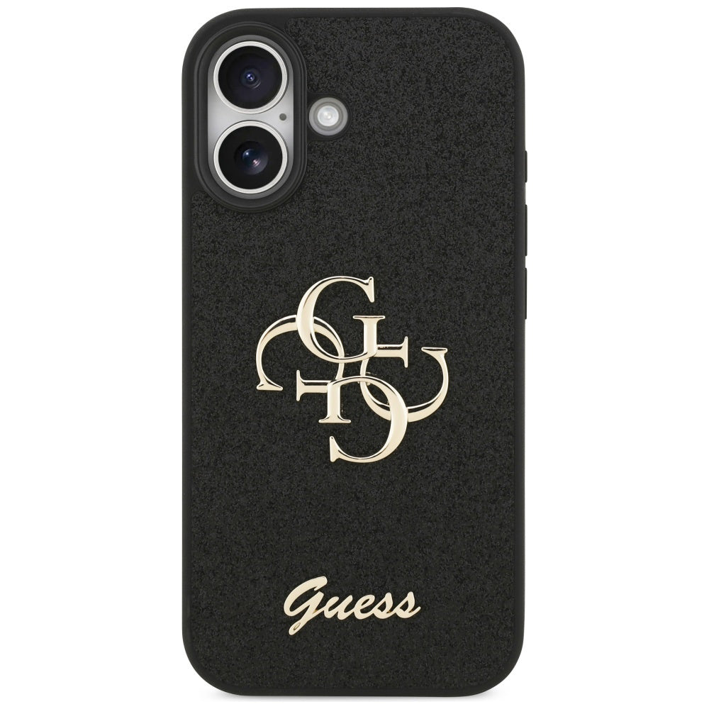 Калъф за Apple iPhone 17, Guess, Fixed Glitter Big 4G, Черен
