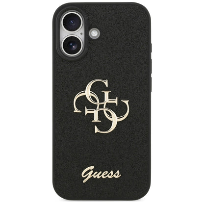Калъф за Apple iPhone 17, Guess, Fixed Glitter Big 4G, Черен