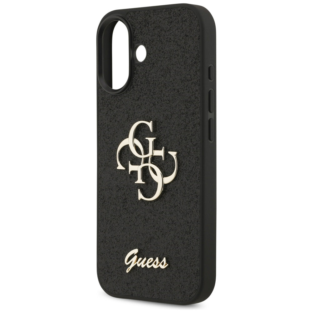 Калъф за Apple iPhone 17, Guess, Fixed Glitter Big 4G, Черен