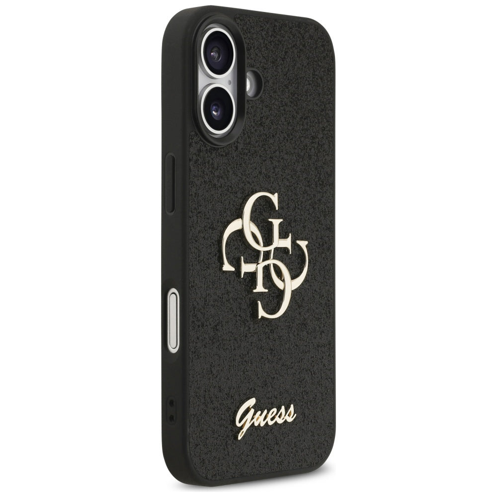 Калъф за Apple iPhone 17, Guess, Fixed Glitter Big 4G, Черен