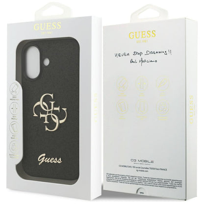 Калъф за Apple iPhone 17, Guess, Fixed Glitter Big 4G, Черен