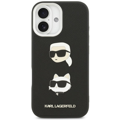 Калъф за Apple iPhone 17, Karl Lagerfeld, Grained Karl & Choupette's Heads Pins and Logo, Черен