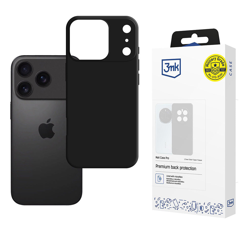 Калъф за Apple iPhone 17 Pro, 3MK, Matt Pro, Черен