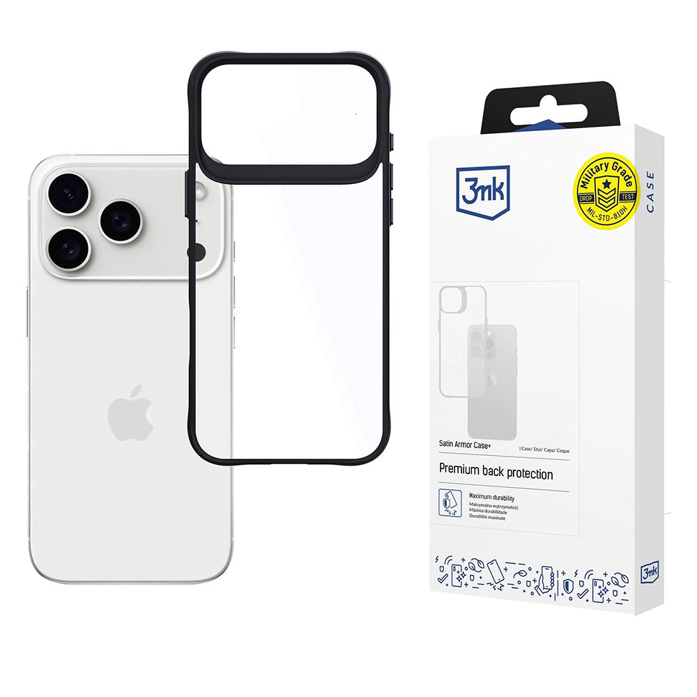 Калъф за Apple iPhone 17 Pro, 3MK, Satin Armor Case+, Черен