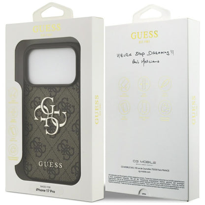 Калъф за Apple iPhone 17 Pro, Guess, 4G Big Logo, Кафяв