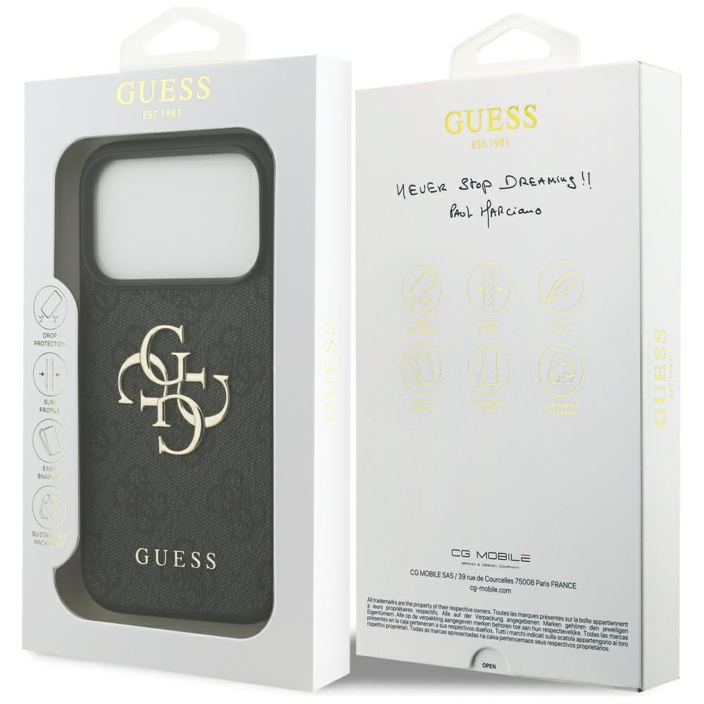 Калъф за Apple iPhone 17 Pro, Guess, 4G Big Logo, Черен