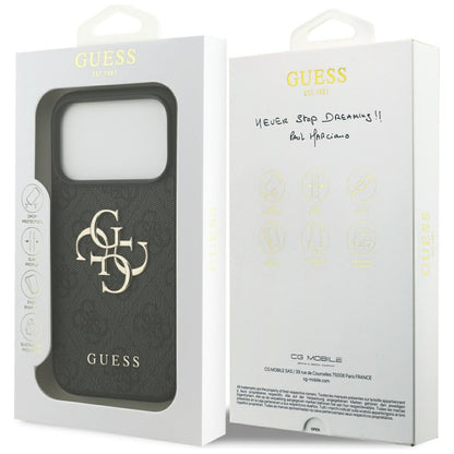 Калъф за Apple iPhone 17 Pro, Guess, 4G Big Logo, Черен