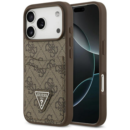 Калъф за Apple iPhone 17 Pro, Guess, 4G Double Card Triangle, Кафяв
