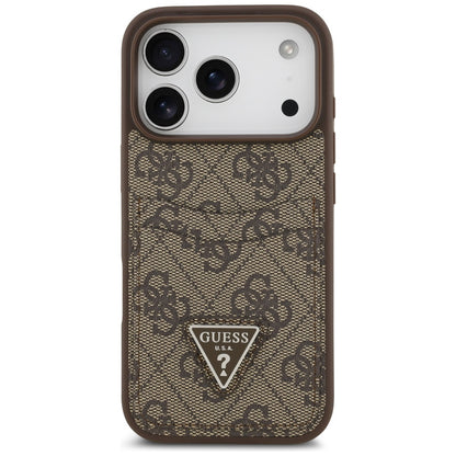 Калъф за Apple iPhone 17 Pro, Guess, 4G Double Card Triangle, Кафяв