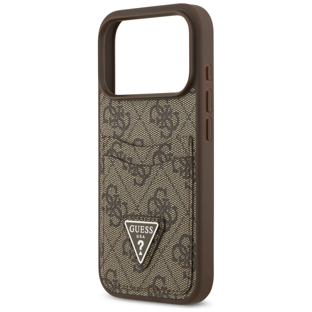 Калъф за Apple iPhone 17 Pro, Guess, 4G Double Card Triangle, Кафяв