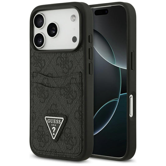 Калъф за Apple iPhone 17 Pro, Guess, 4G Double Card Triangle, Черен