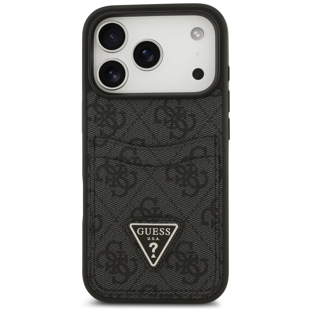 Case for Apple iPhone 17 Pro, Guess, 4G Double Card Triangle, Black